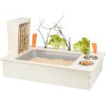 Trixie Voederstation Met Voerbak / Waterbak / Hooiruif Hout Naturel - Afbeelding 1